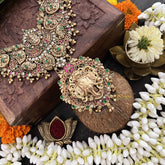 Vriksham Divine Lakshmi Peacock With Elephant Pendant 1 gm Gold Finish Neckpiece-Gold Bead-G20321